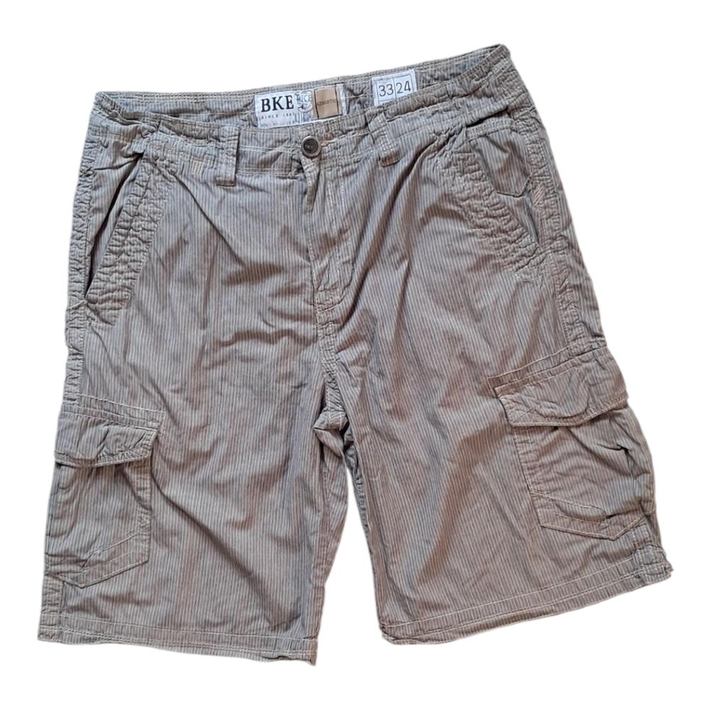 BKE Men's Striped Tan Cargo Shorts